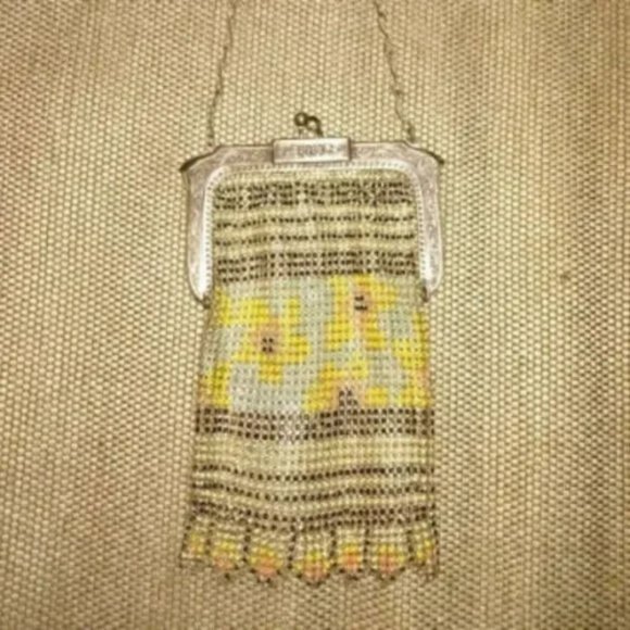 ❤️WHITING & DAVIS 1920s Art Deco Antique Mesh Flapper Evening Bag Handbag Purse - Picture 1 of 3